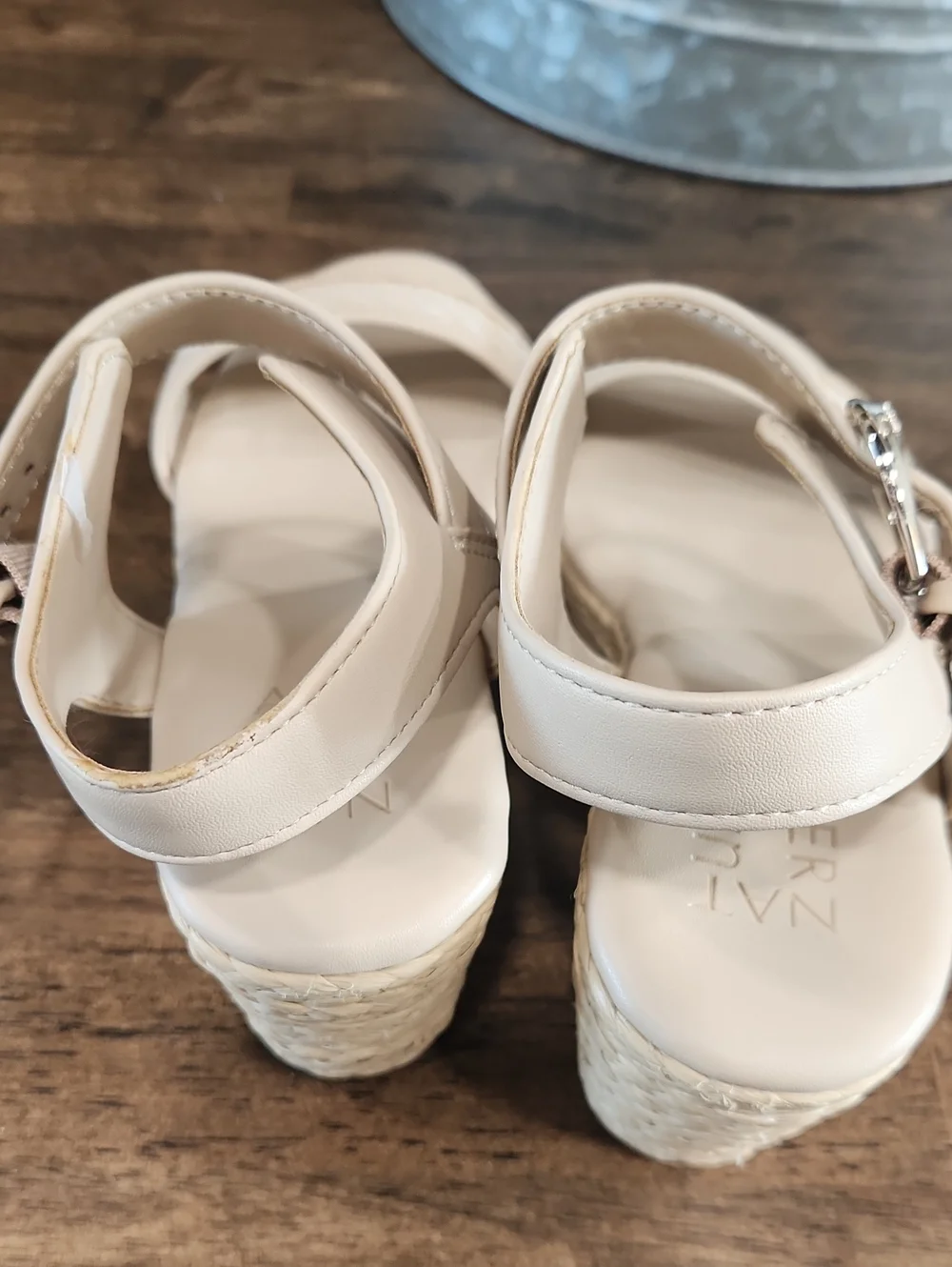 Naturalizer Women's Cream Wedge Sandals with Ankle Strap